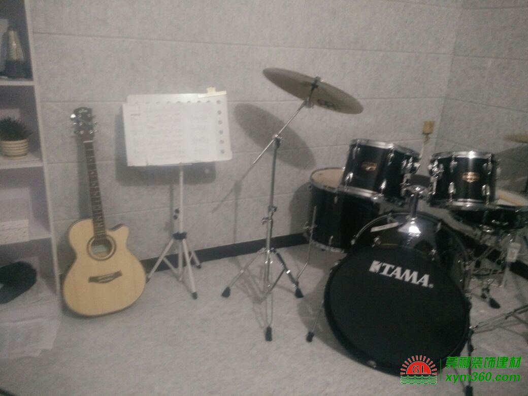 鼓房噪音處理，墻體吸音板安裝效果圖